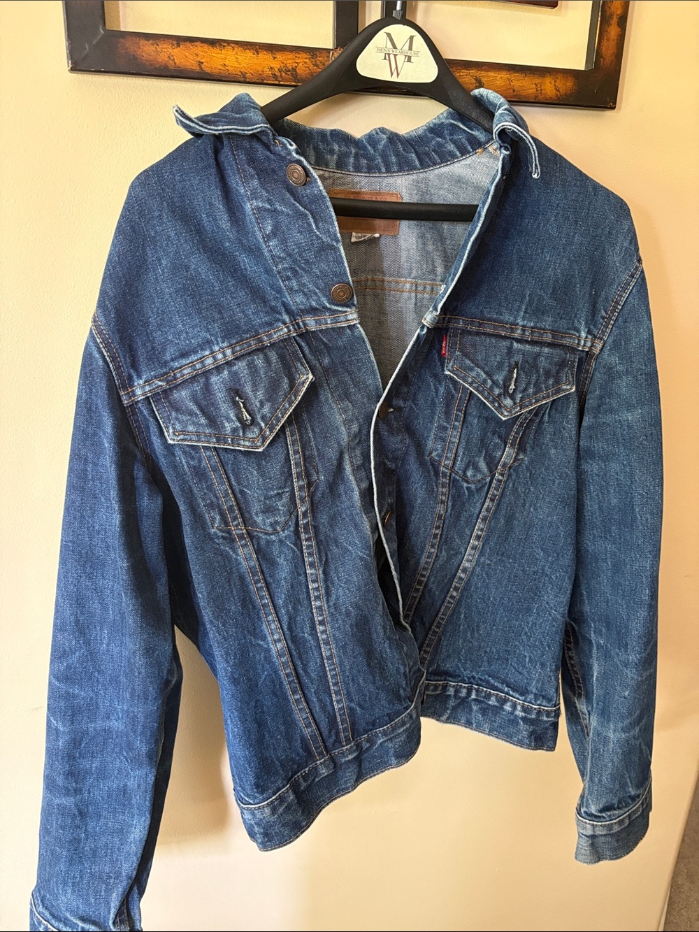 Levi's Light Blue Denim Jacket with Tan Leather Patch